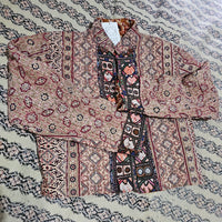 Cotton Kantha Fabric Bomber Jacket from Open Hearts Mend, designed to fit sizes 8 to 12. Each jacket is a unique expression of recycled fashion."