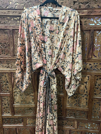 Printed Silk Rayon Kimono from Open Hearts Mend, versatile design for sizes 8-18, can be worn belted or unbelted.