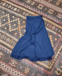 Hand-Dyed Cotton Wrap Skirt from Open Hearts Mend, crafted with hand-woven cotton and uniquely dyed in earthy tones. Approximately 90cm long, suitable for sizes 8 to 16.