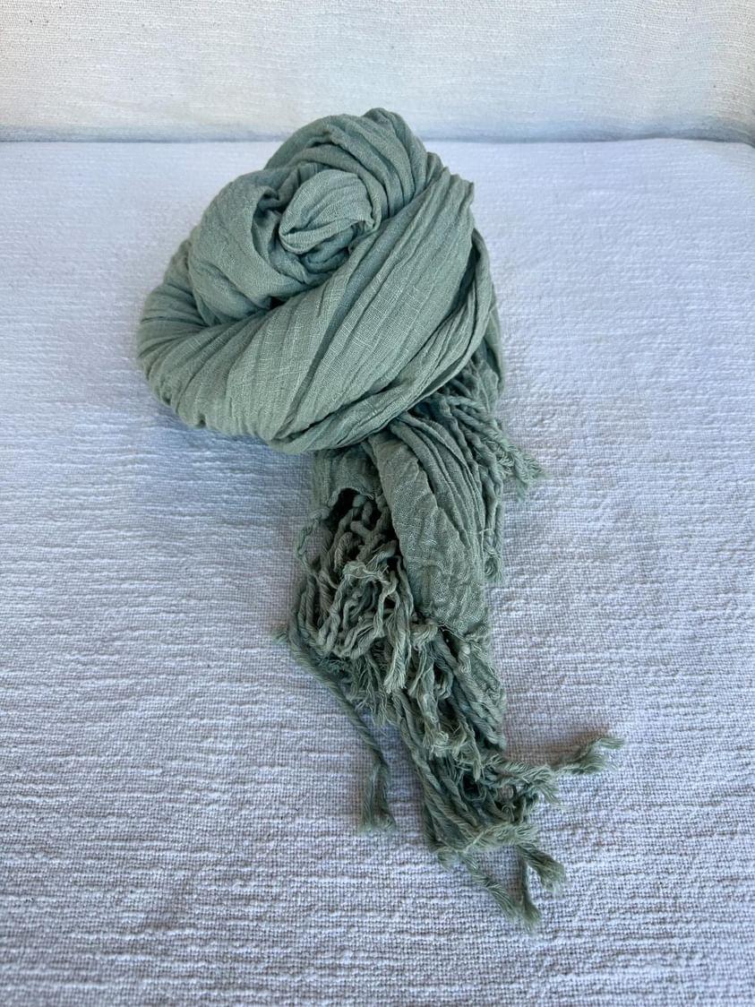 "X-Large Hand Dyed Organic Cotton Shawls from Open Hearts Mend, versatile as shawls, sarongs, and scarves, featuring new season hues and eco-friendly organic cotton."