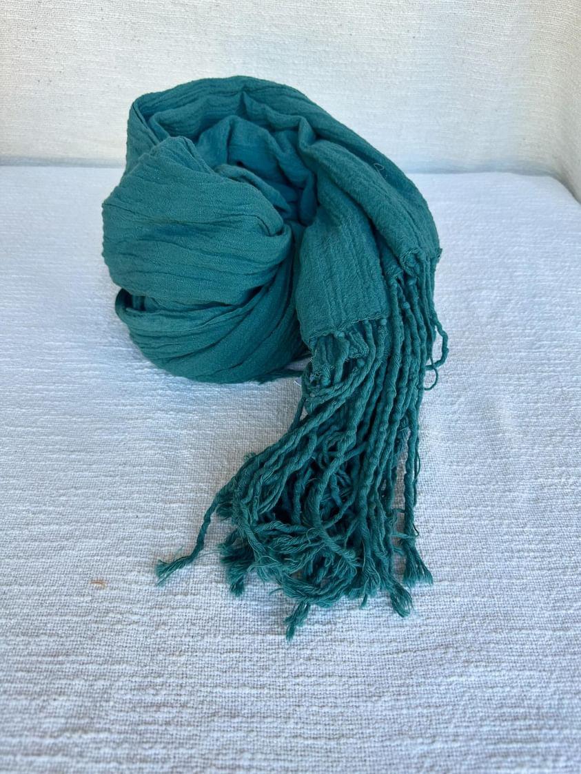 "X-Large Hand Dyed Organic Cotton Shawls from Open Hearts Mend, versatile as shawls, sarongs, and scarves, featuring new season hues and eco-friendly organic cotton."