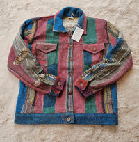 Alex Jacket, a unisex oversized fit crafted from thick cotton Kantha textile, inspired by 80's Wrangler Denim Jackets."