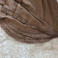 Hand-Dyed Cotton Wrap Skirt from Open Hearts Mend, crafted with hand-woven cotton and uniquely dyed in earthy tones. Approximately 90cm long, suitable for sizes 8 to 16.